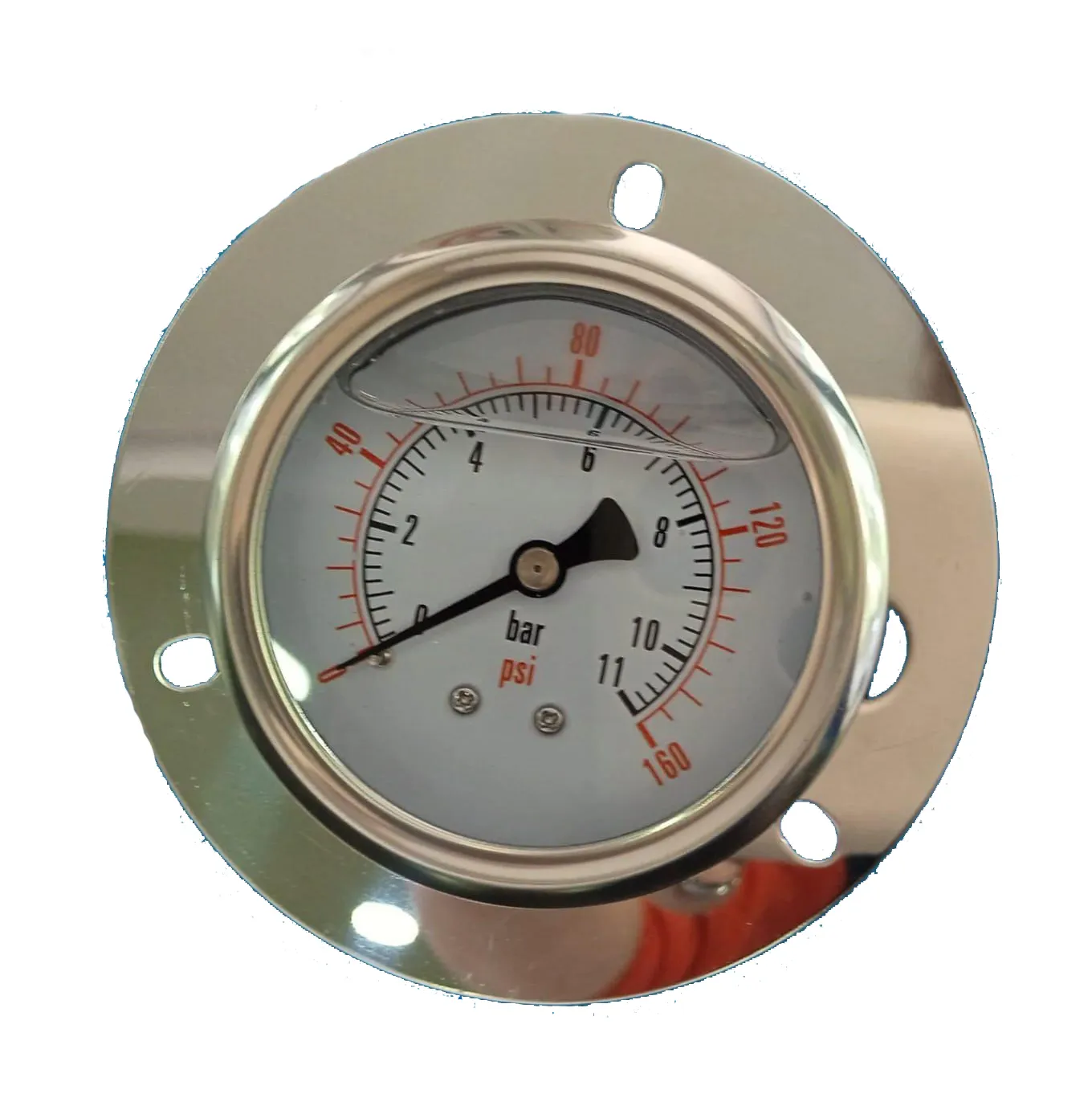 MANOMETRO C 2.5 R 0-160 PSI CNX T 1/4" CON FLANCHE